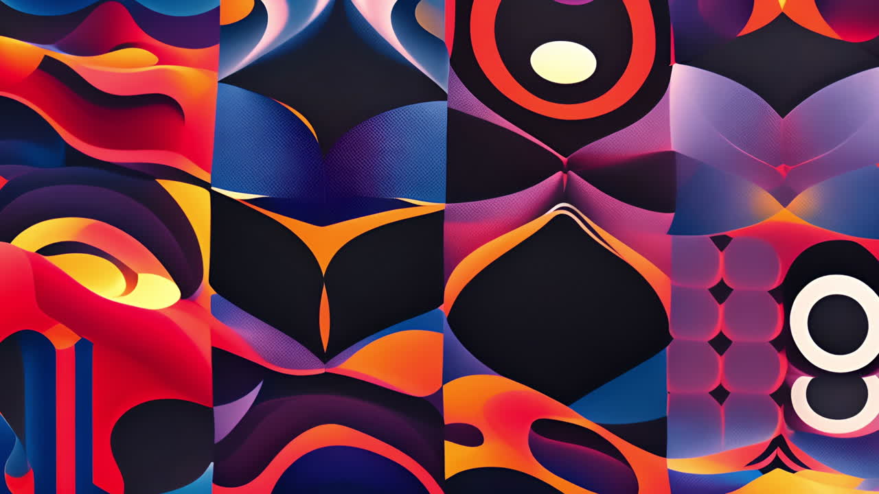Abstract geometric shapes and vibrant colors animation