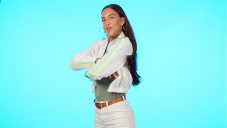 young woman is dancing, portrait with energy