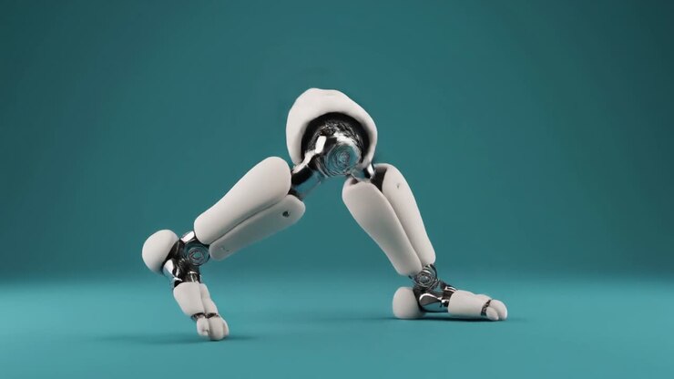 Futuristic Robotic Legs Walking Cycle on Teal Background