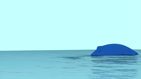 representación minimalista en 3d de una forma azul flotando en el agua