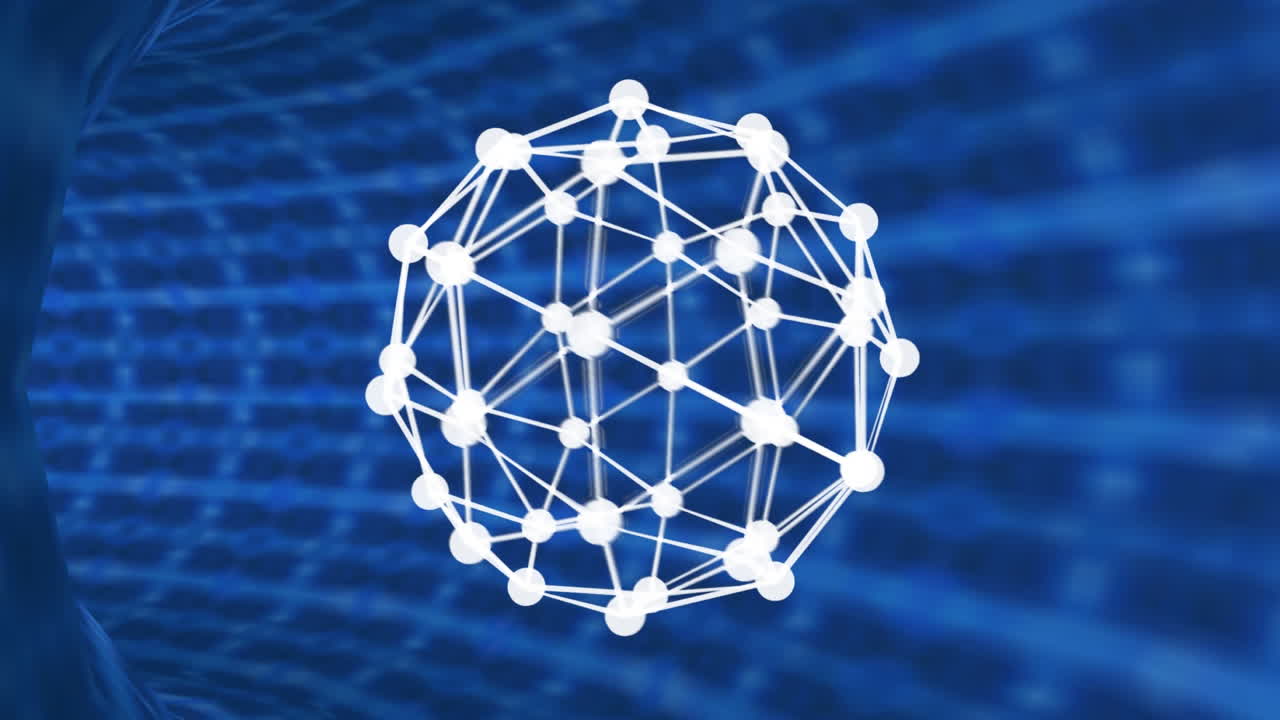 Digital composite of a molecule structure moving along a tube