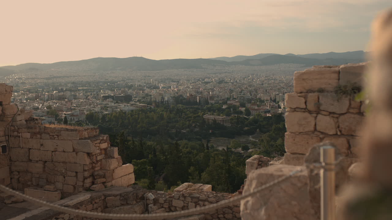 Athens Cityscape from Acropolis Ruins