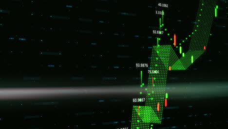 animación del procesamiento de datos financieros contra un fondo negro