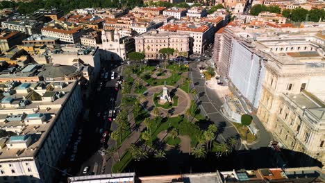 piazza cavour - orbiting drone shot above roman square