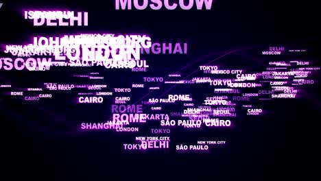 WORLD CITIES Keywords, Rendering, Animation Background, Loop