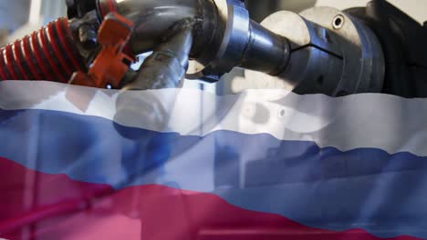 animation of oil pump and flag of russia