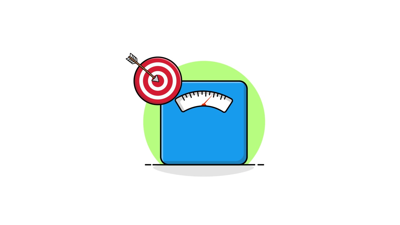 Animated Weighing Scale with Target and Arrow for Weight Goals