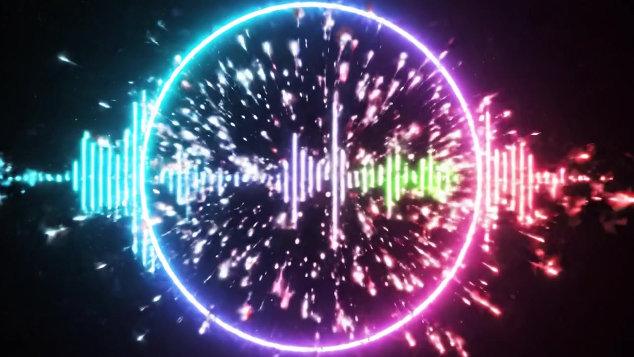 A Glowing Soundwave Visual Spectrum: Mesmerizing Colors and Patterns Emanate from the Center, Creating an Immersive Audio Experience Representing Vibrations and Beats