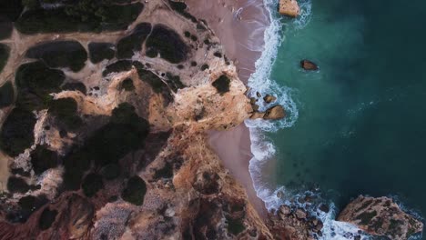 A-wonderful-view-of-Marinha-beach-one-of-the-most-beautiful-beaches-with-cliffs-in-south-of-Algarve,-Portugal