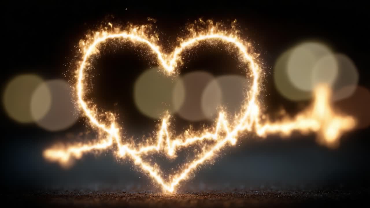 Ethereal Heartbeat: An Innovative Fusion of Flames and Love Captured in Dynamic Frames Reflecting Passion and Connection through Vibrant Sparkling Energy