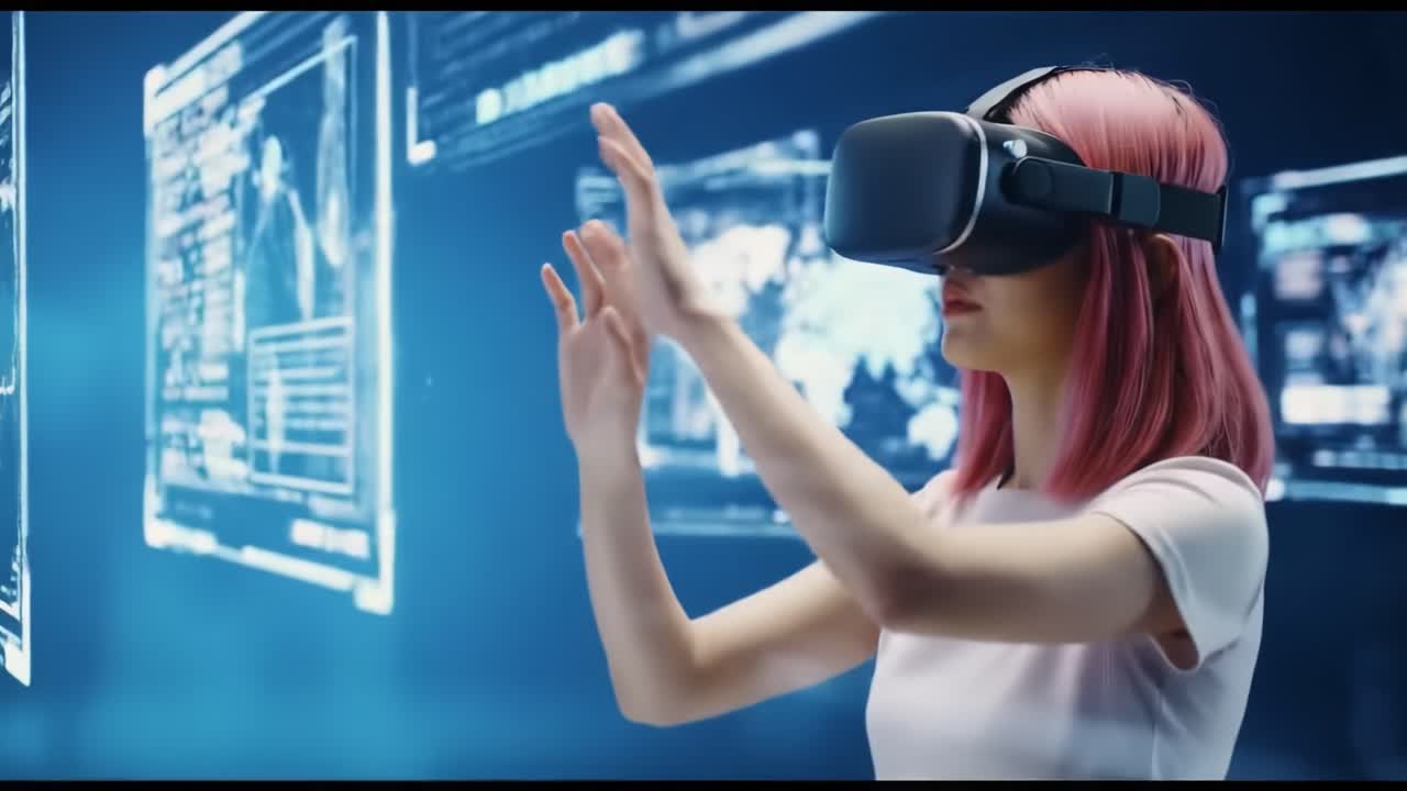 wanita mengalami realitas virtual