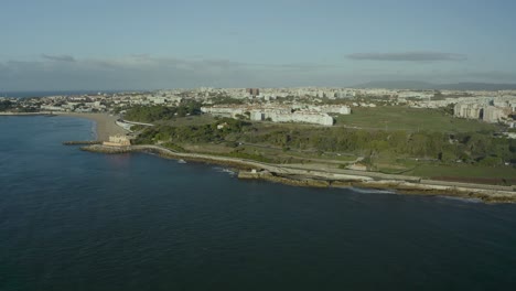 panoramic view of beach in santo amaro de oeiras in portugal