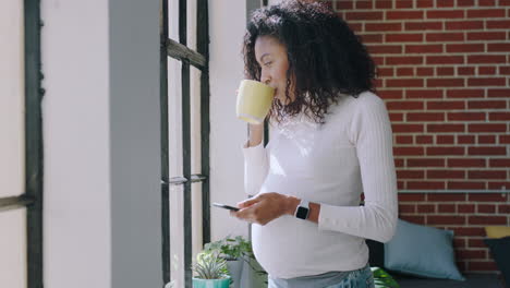 pregnant black woman, coffee