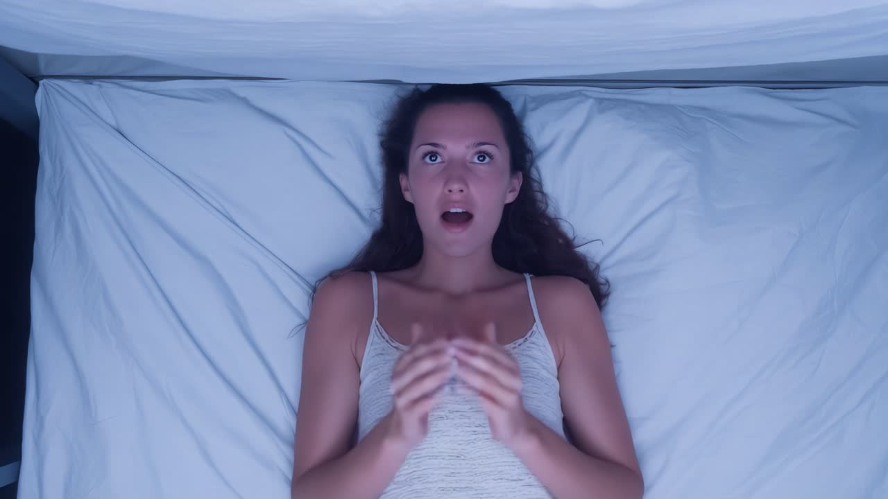 A Woman's Struggle with Fear and Surprise: Capturing Profound Emotions during a Nighttime Experience in Two Dramatic Frames