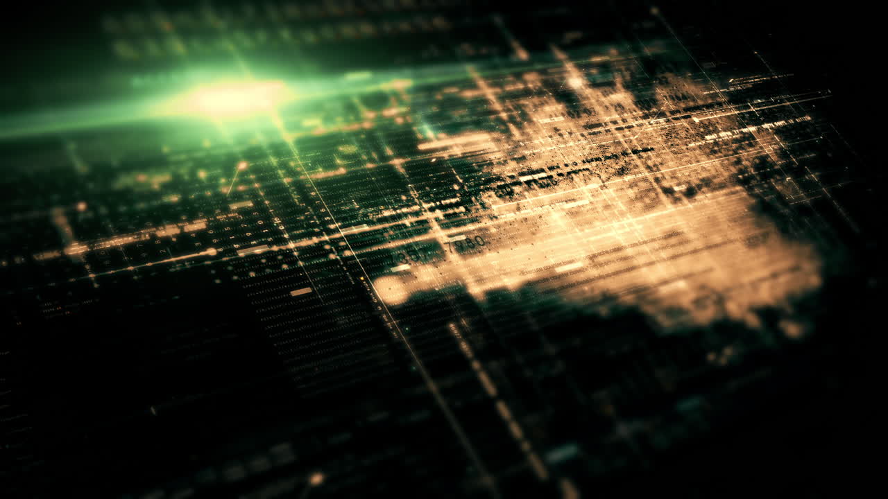 Advanced data matrix simulation UI with cutting-edge digital environment with a dynamic and immersive display of interconnected data matrix information networks systems background