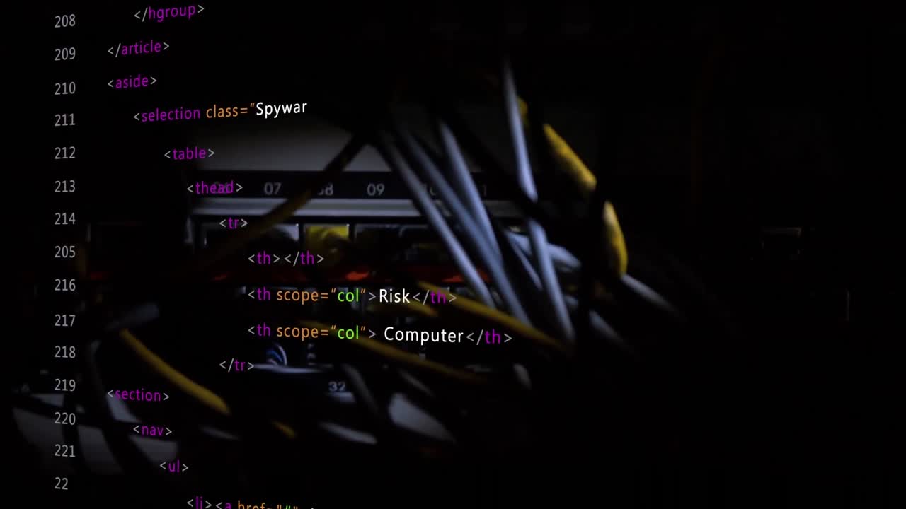 animación del procesamiento de datos en la sala de servidores
