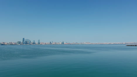 wide angle bay of baku city at caspian sea, sunny day