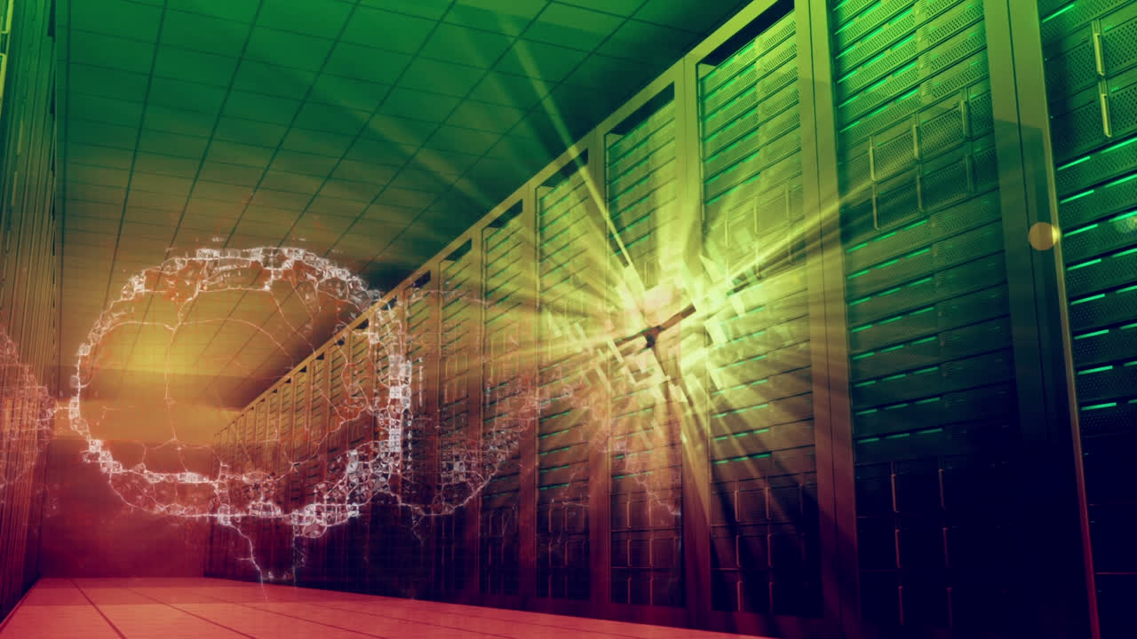 뇌의 애니메이션과 서버 에서 회전하는 큐브