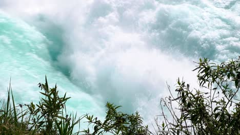 raging whitewater rapid torrents of water on huka falls waterfall in taupo, new zealand aotearoa