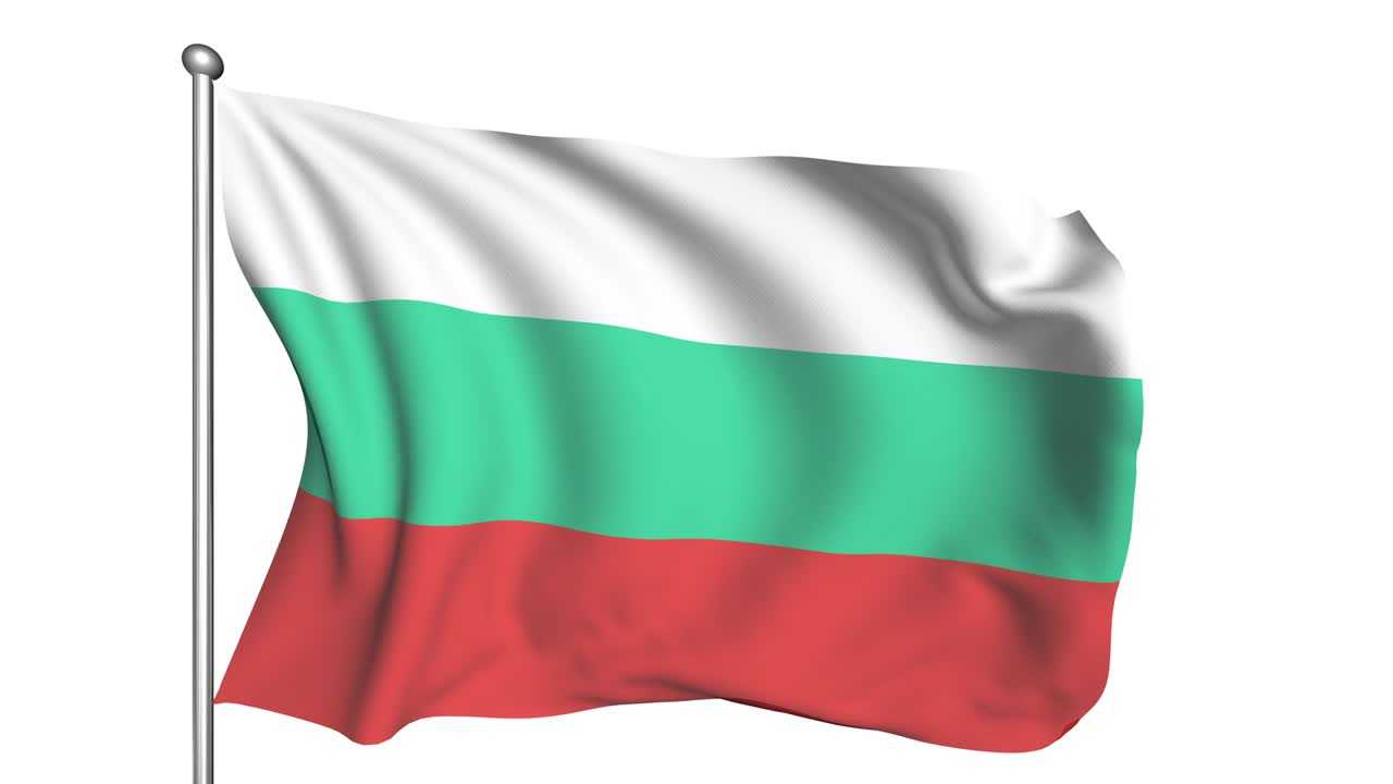 Flagge Bulgariens im Wind (Alpha-Kanal, halbtransparent, loopbar)