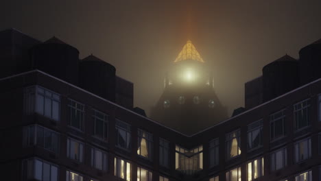 foggy night cityscape