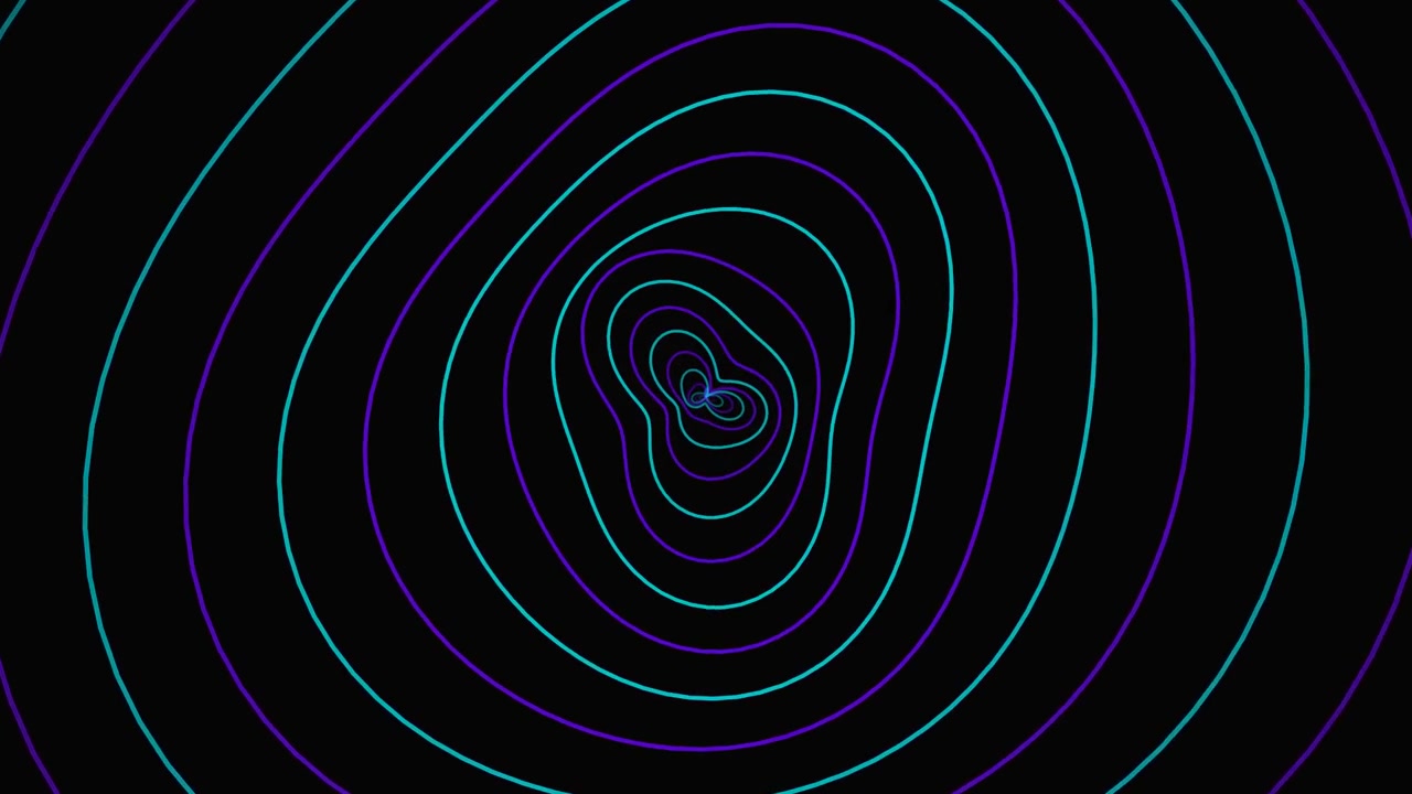 Abstract Animation of Pulsing Neon Concentric Circles