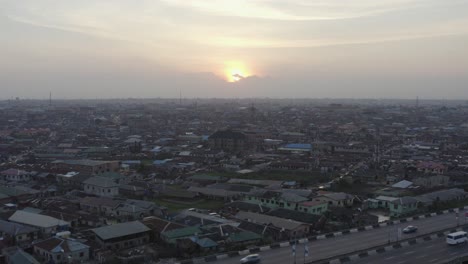 town at dusk nigeria drone 03