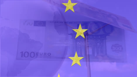 Animation-of-money-over-ue-flag