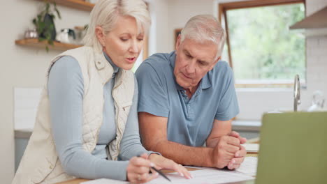 finance, budget and senior couple on laptop