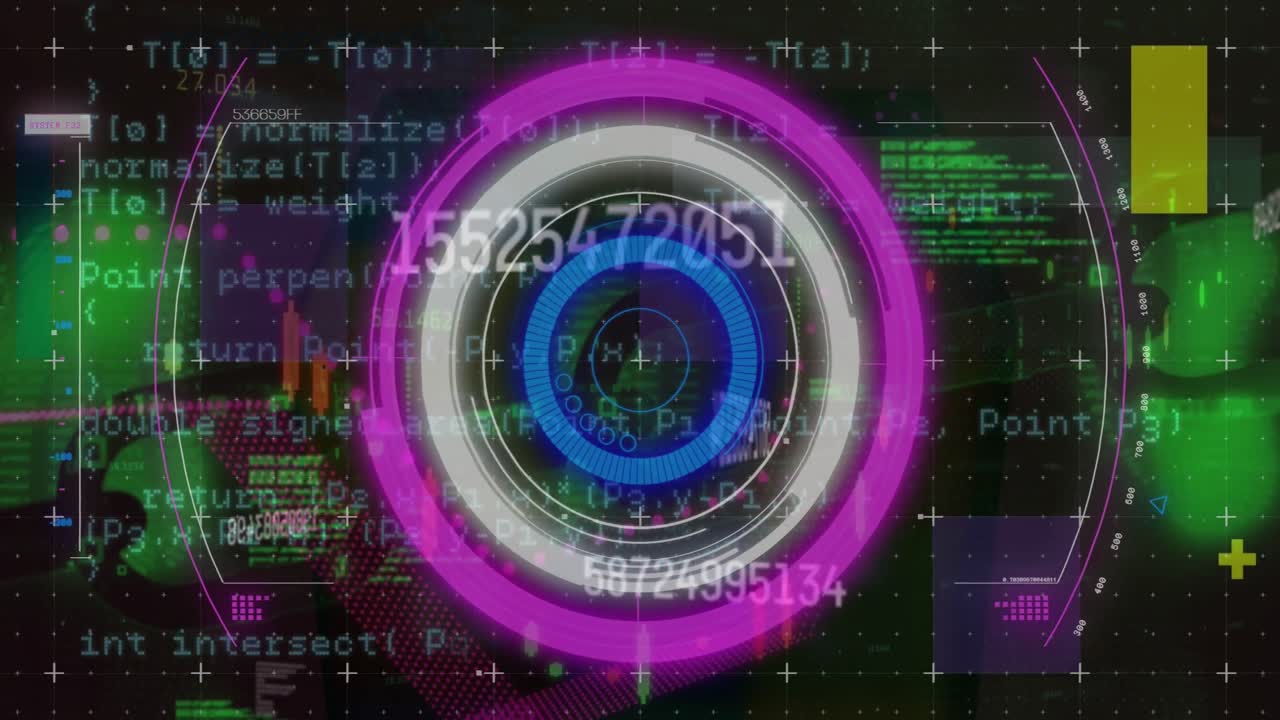 검은색 배경 위의 데이터 처리 애니메이션