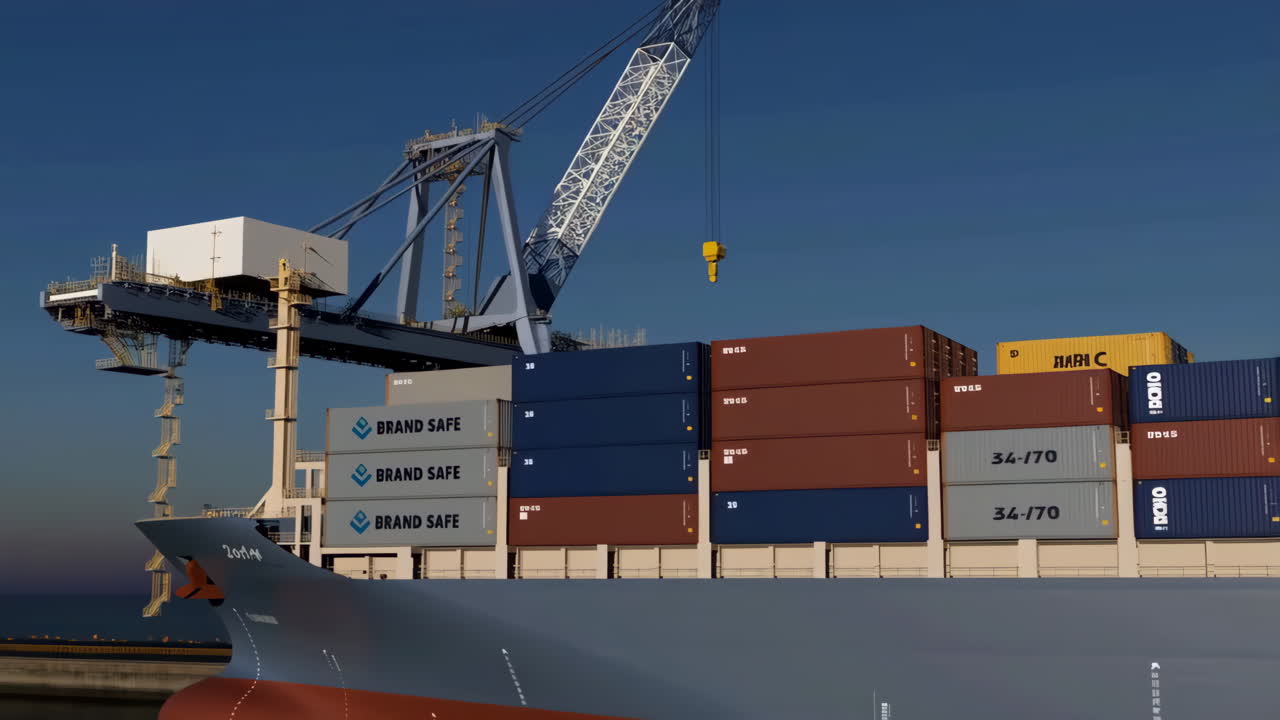 항구에 있는 컨테이너 선박