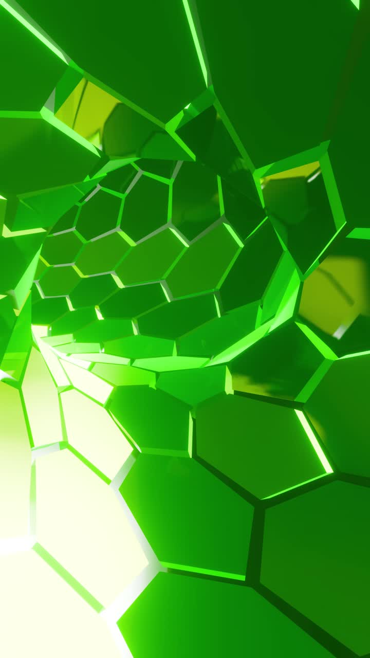 3D animation of hexagon tunnel futuristic corridor in loop