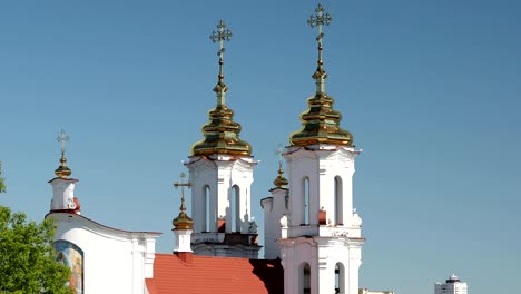 vitebsk, belarus. view of church of resurrection in summer sunny day. zoom, zoom out