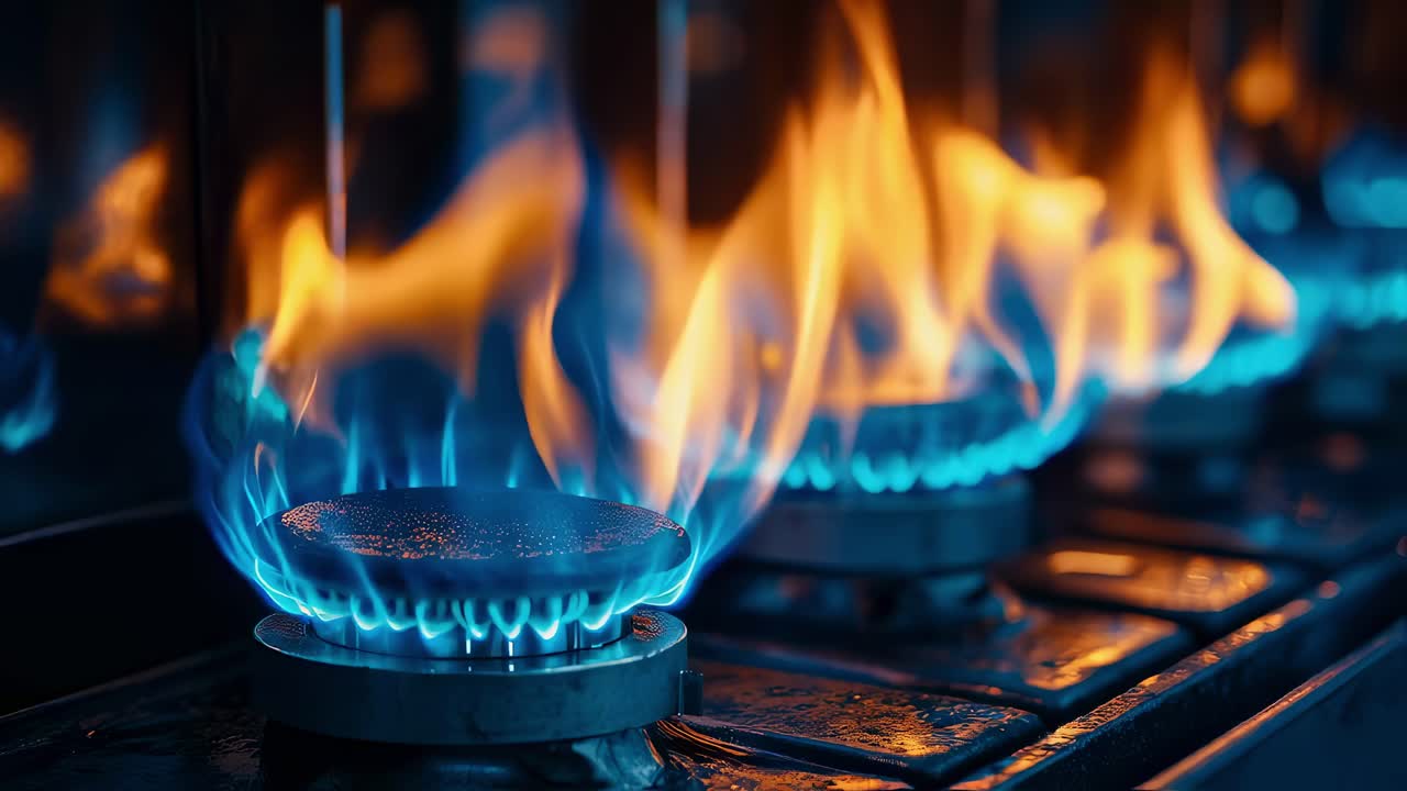 Gas Stove with Flames