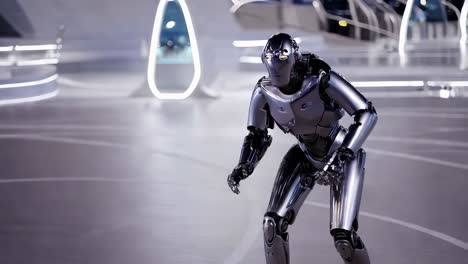 robot futurista en el interior moderno