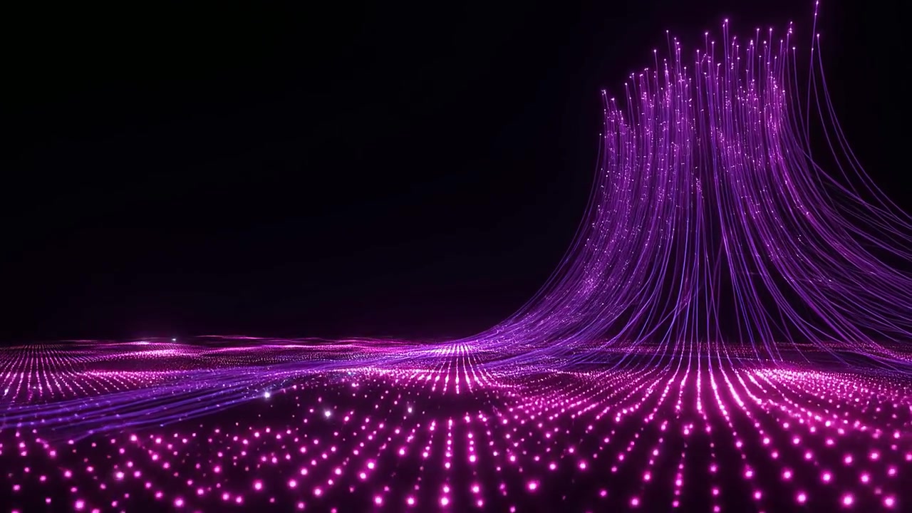 Glowing Purple Data Streams Connecting in a Digital Network