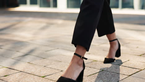 Walking,-heels-and-person-in-an-office-for-work