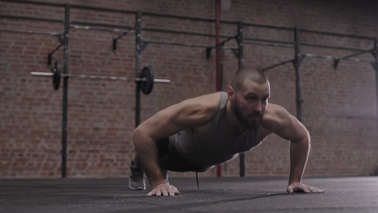 Athletic Man Doing Push Ups