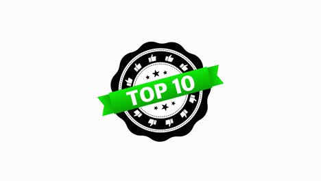 top 10 stamp with green ribbon. sign. motion graphic.