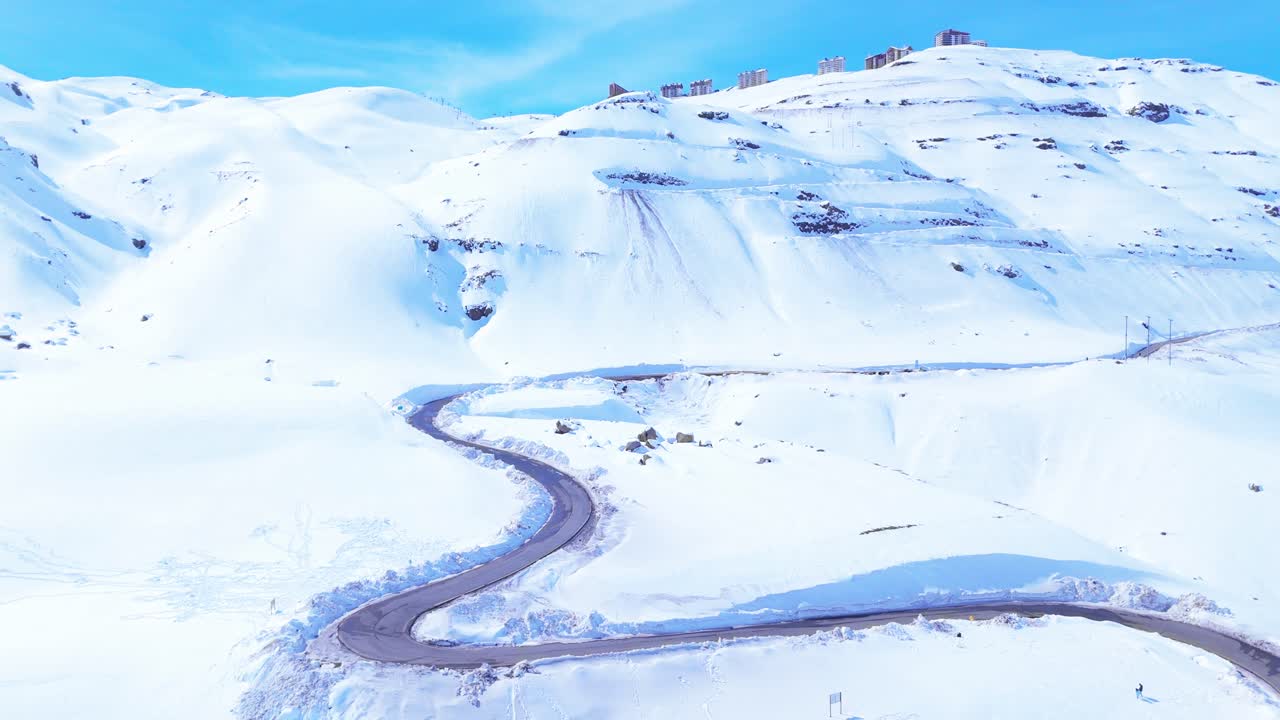 Snow mountains in the Andes mountain range, metropolitan region, country of Chile