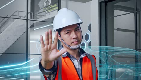 ingeniero deteniendo un proyecto