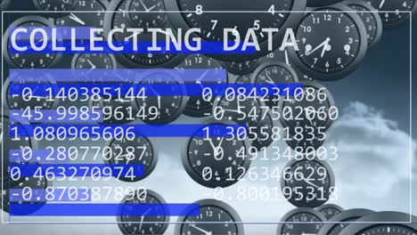 animation of statistics and data processing over clocks