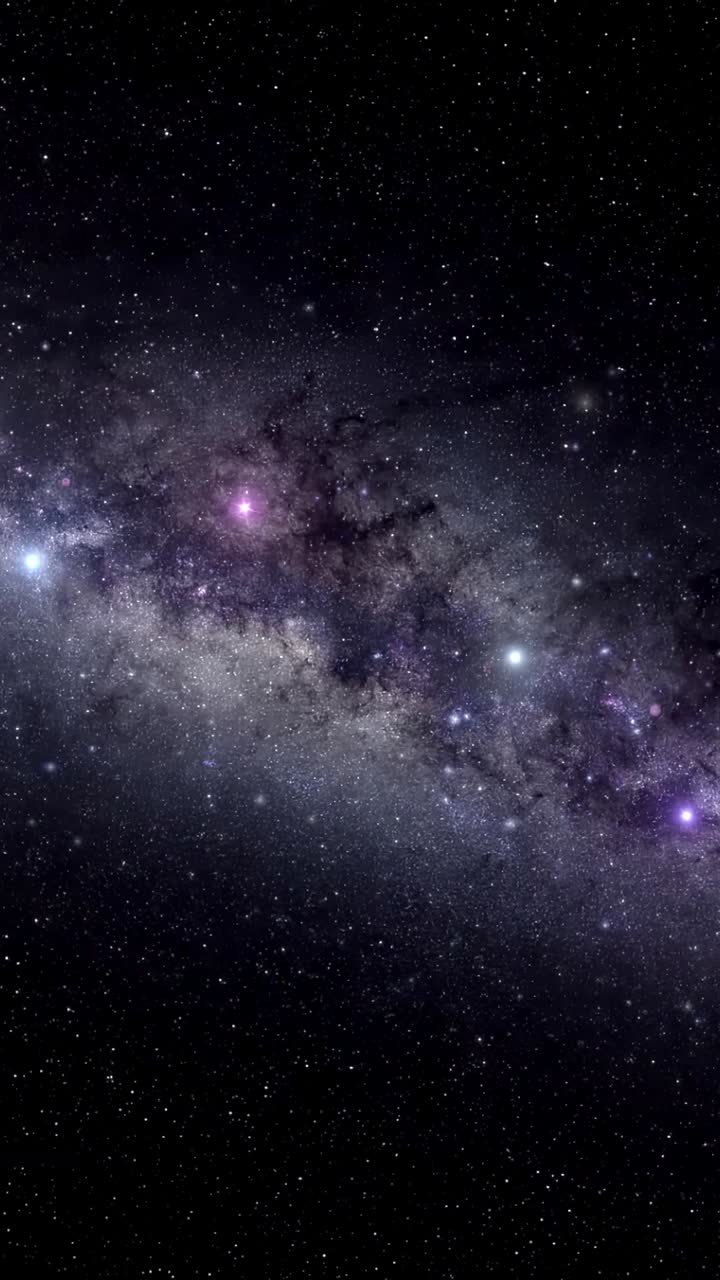 Vertical Shot of Traveling Through Space with Stars Flying Past With the Milky Way in the Background