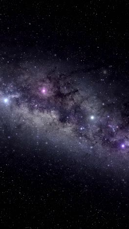 vertical shot of traveling through space with stars flying past with the milky way in the background