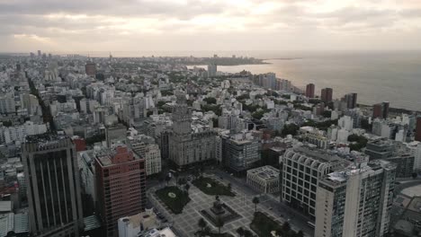 aerial montevideo uruguay sunset skyline cityscape downtown historical city centre