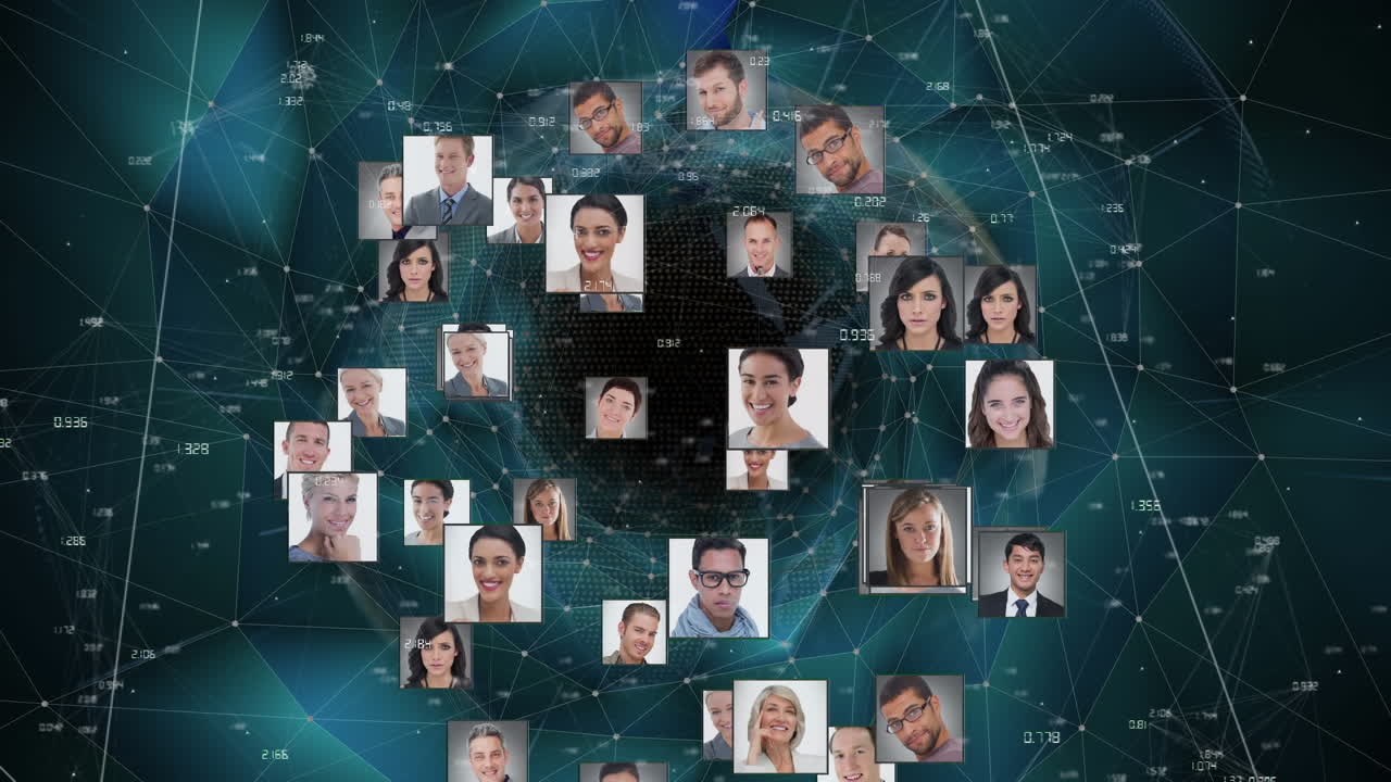 animación del globo con fotos del usuario a través de conexiones en el espacio digital