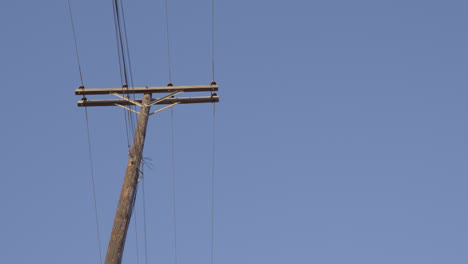 Poste-De-Teléfono-Contra-Un-Cielo-Azul-Soleado-En-El-Campo-De-Texas