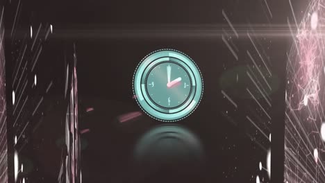 animación del reloj moviéndose sobre la red de conexiones
