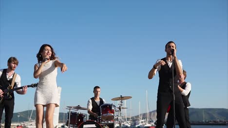 band performing outdoors