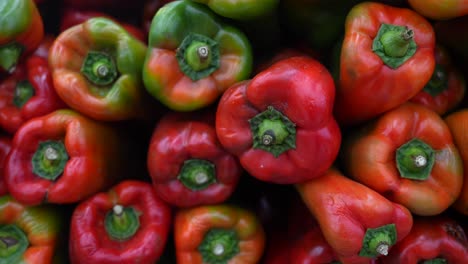 red and green bell peppers top close up